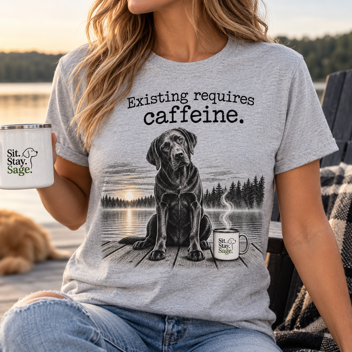Existing requires caffeine t-shirt