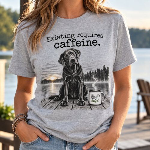 Existing requires caffeine t-shirt